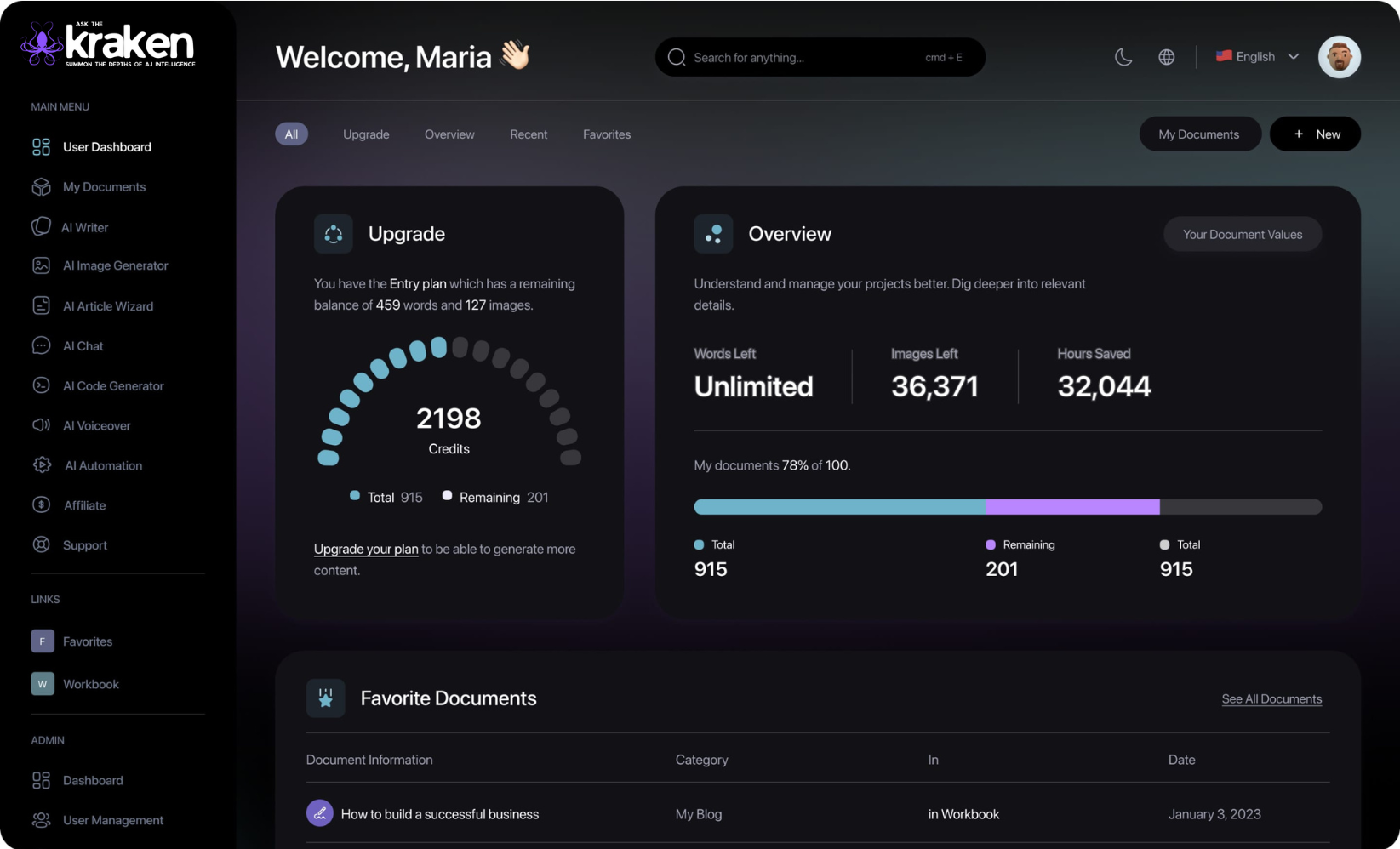 Image of Ask The Kraken dashboard